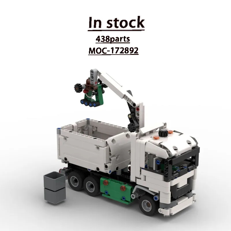 moc-172892-city-sanitation-waste-recycling-truck-building-block-model-438pieces-boys-children's-birthday-building-block-toy-gift