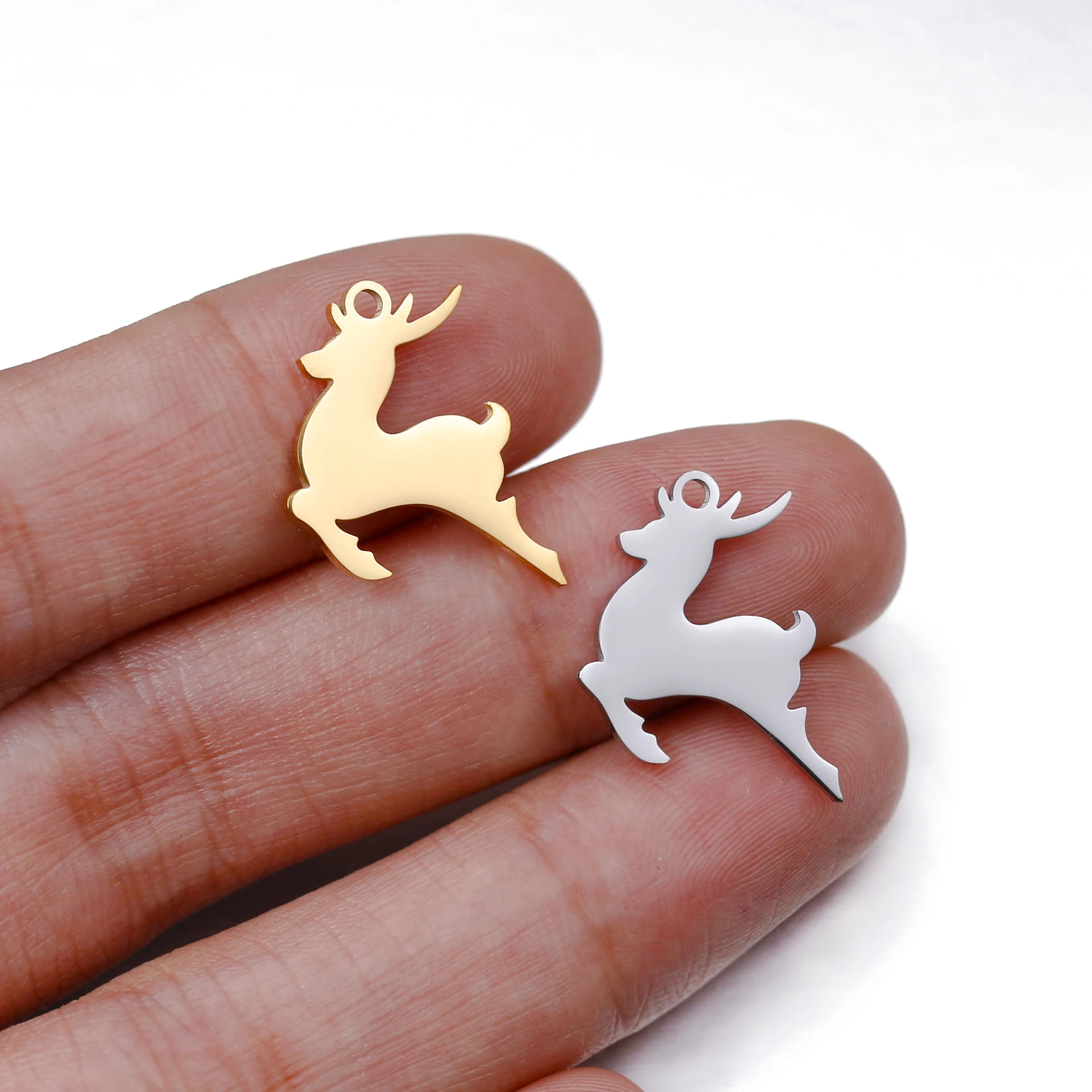 5Pcs/Lot Animal Christmas Deer Stainless Steel Charms for Jewelry Making Elk Mini Charm Pandents DIY Bracelet Necklace Findings