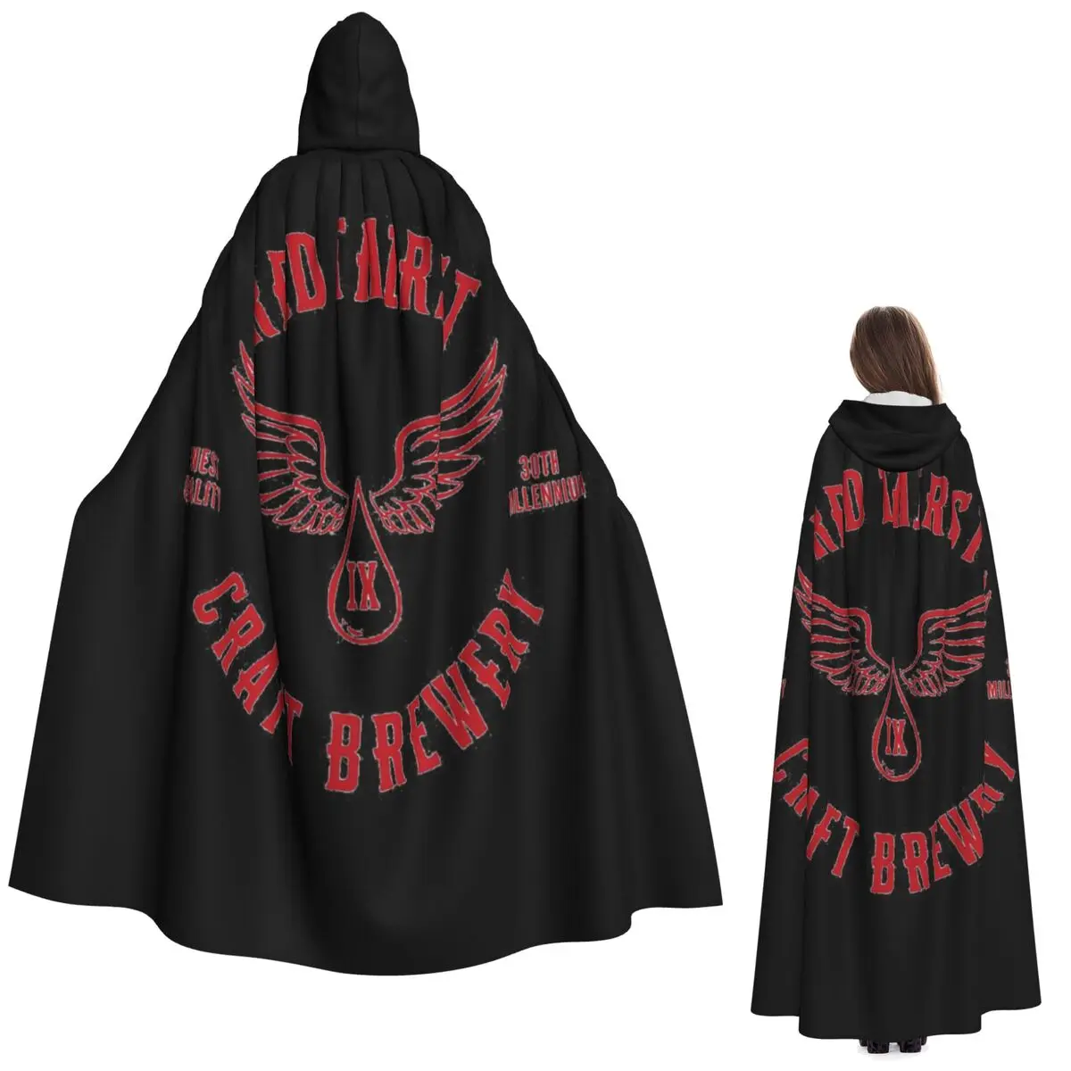 

Red Thirst Craft Brewery Long Hooded Cloak Witch Medieval Costume Cosplay Cape HalloweenParty Adult Unisex