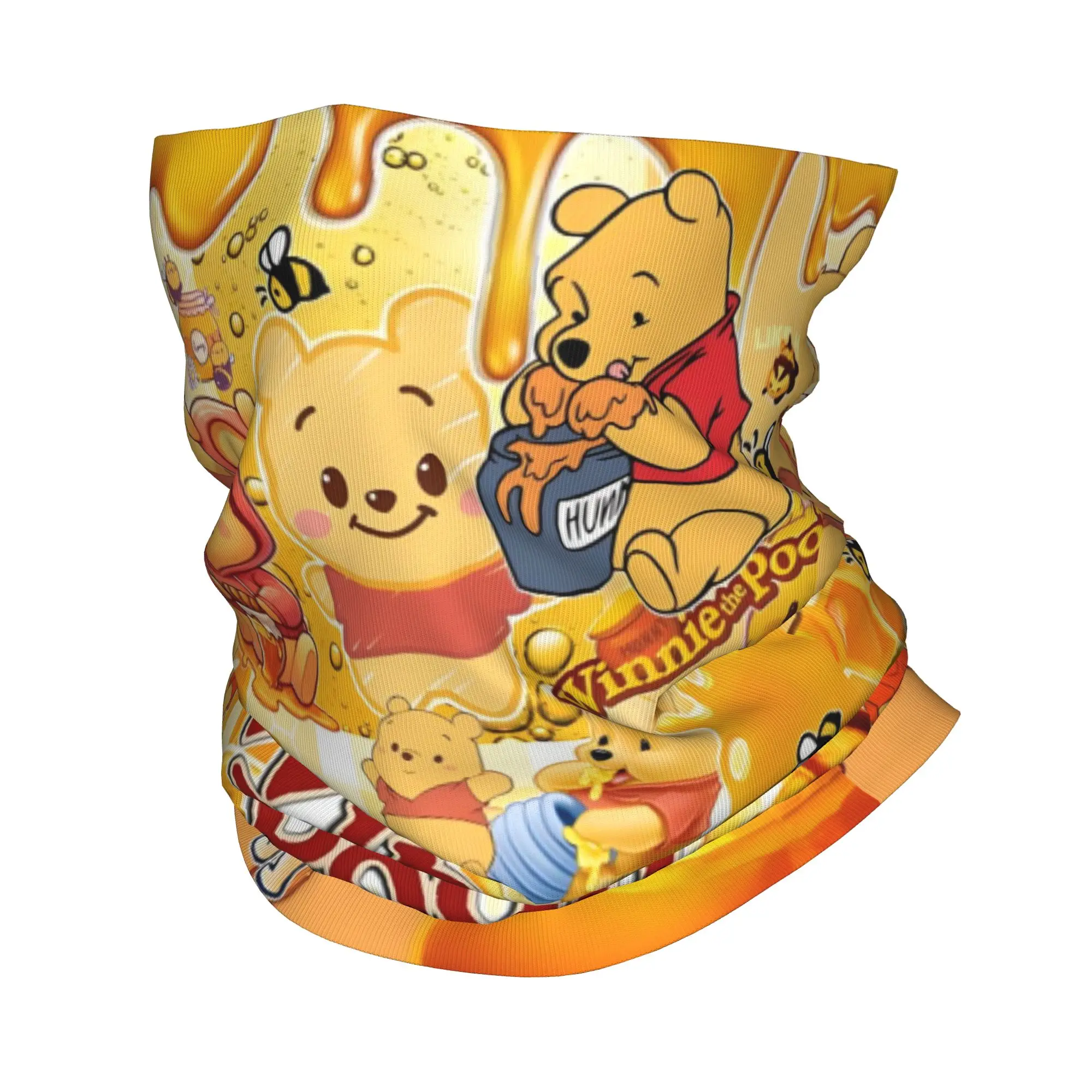 

Custom Manga Winnie Pooh Bear Neck Gaiter Men Women UV Face Shield Winter Cartoon Bandana Scarf for Cycling