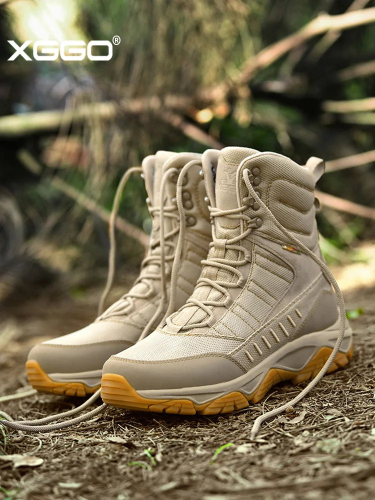 XIANG GUAN Cow Leather hiking shoes Men waterproof hunting boots Tactical shoes Desert Boots Women Ankle sneakers trekking boots