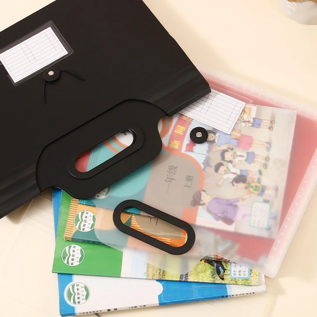 13 Grid Large Capacity File Folder A4 Handheld Accordion Bag Classified File Bag Student Test Paper Information Storage Bag