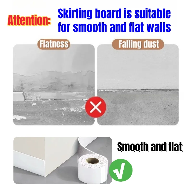 Anti-Scratch Vinyl Baseboard Moisture-proof Self-Adhesive Skirting Board Thickened Foam Wall Sticker Decor Protect Wall Edges