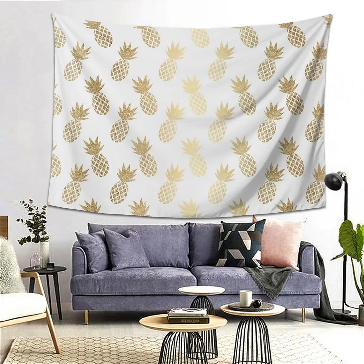 

Гобелен с золотым узором ананаса, украшение, художественные эстетические гобелены для гостиной, спальни, дома, настенная ткань, настенная подвеска