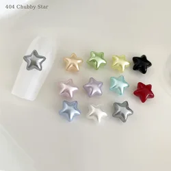Abalorios de estrellas de estilo rechoncho, adornos de pentagrama 3D de Color metalizado, Color gris perla, accesorios de esmalte de uñas, 404