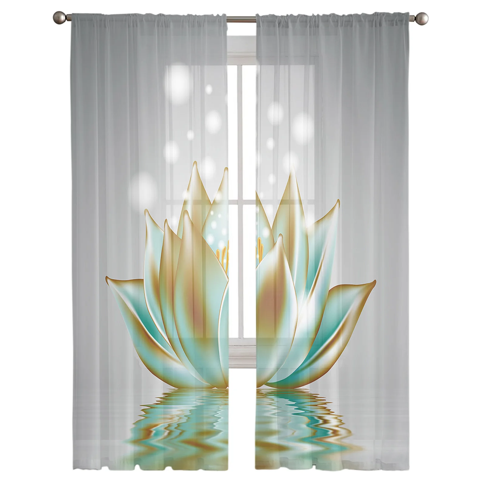 

Blooming Lotus Light Spot Window Curtains Modern Style Drape Sheer Living Room Bedroom Chiffon Custom Voile Curtain Decoration