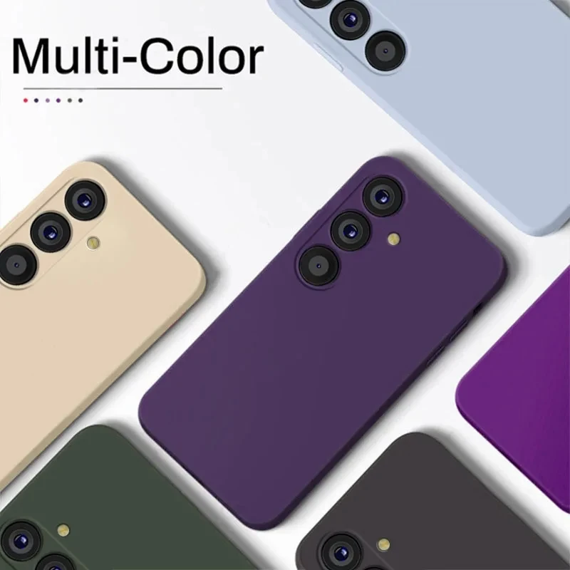 Capa de telefone de silicone líquido para Samsung Galaxy, capa macia à prova de choque, S24 Plus, S23 Ultra, S22, S20 FE, A54 53, 23, 23, 22, 21