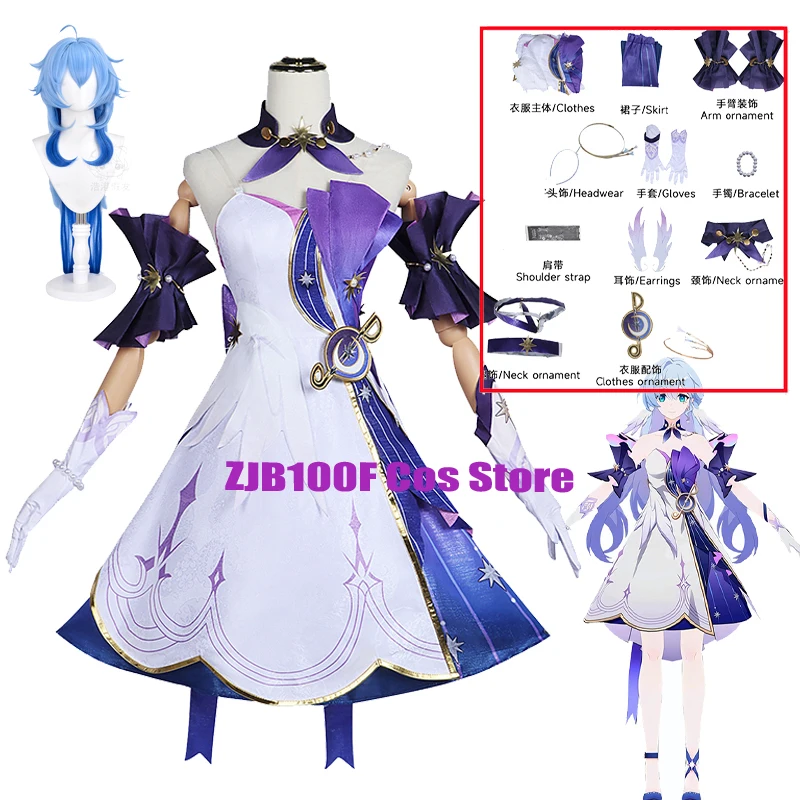 

Honkai Star Rail Robin Cosplay Costume Game Outfit Hairpins Earrings Gloves Wig Set Party Uniform for Women