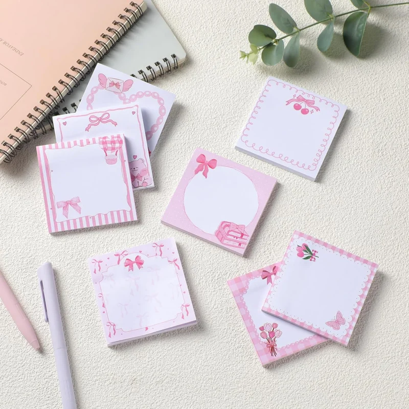 50Sheets/book Bow Sticky Notes，Cute Style Portable Self-Adhesive Tearable Writing Notebook（Random Pattern）