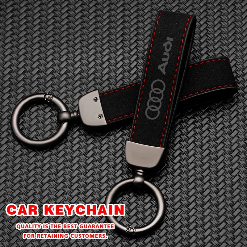 Leather Car Keychain Key Chain Rings Metal Leather For Audi RS Sline A3 A4 A5 A6 A7 Q3 Q5 Q7 S3 S4 S5 S6 S7 RS3 RS4 RS5 RS6