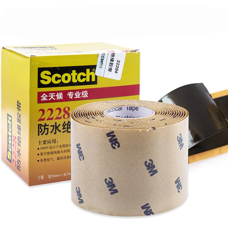 Original 3M 2228 Scotch Rubber Mastic Tape Moisture Sealing Electrical Tape Black Conformable for Electrical Insulating Sealing