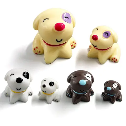 2pcs Little Dog Puppy Miniature Figurine Cartoon Animal Character Fairy Garden Home  Ornament Desk Decoration DIY Accessory