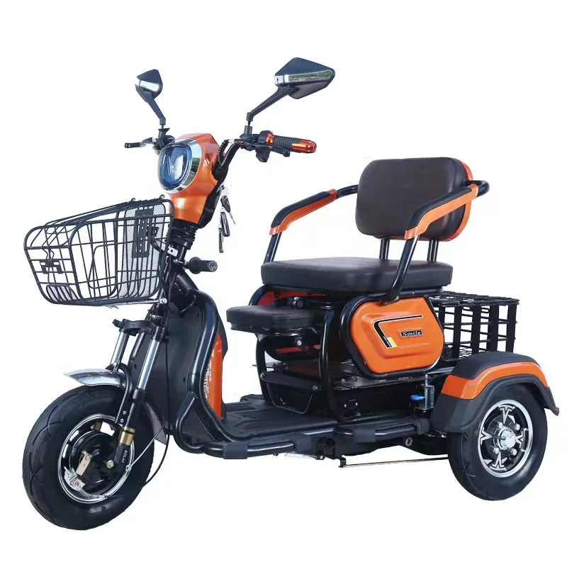 Electric Three-Wheeled Motorcycle 48V60V72V/20A Cargo E-Vehicle for Adults and Children Shopping and Pick-Up Truck