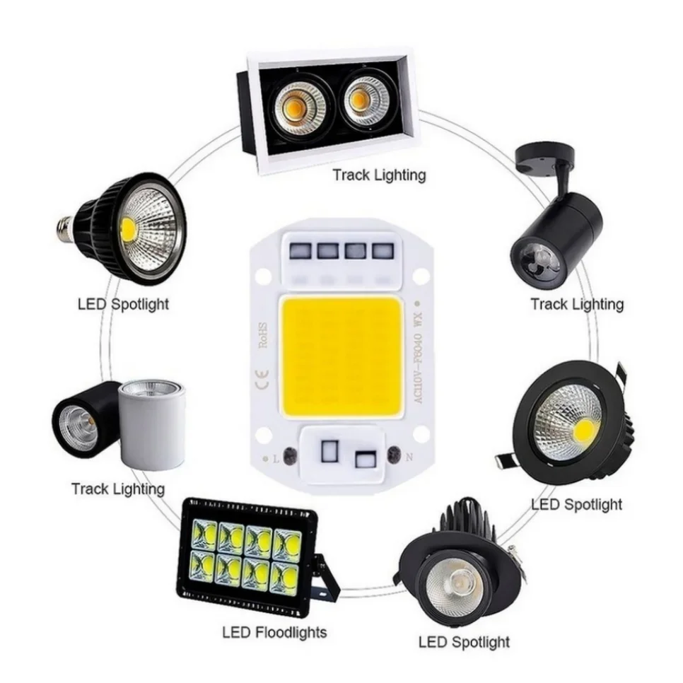 110V 220V LED Chip 20W 30W 50W COB Chip nessun bisogno Driver LED Lampada perline per luce di inondazione faretto Lampada Chip di illuminazione fai da te