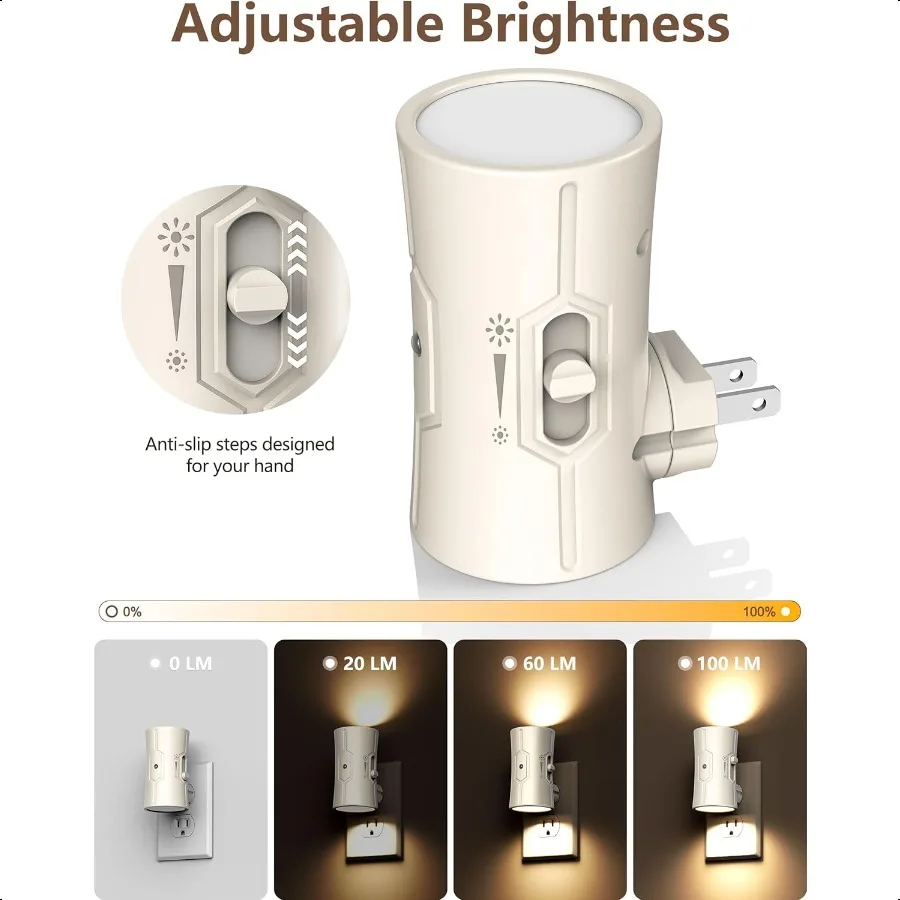 Night Light LED Night Lights Plug into Wall [2 Pack] Warm White 3000K 0100LM Adjustable Brightn Light Sensor Nightlights Plug i