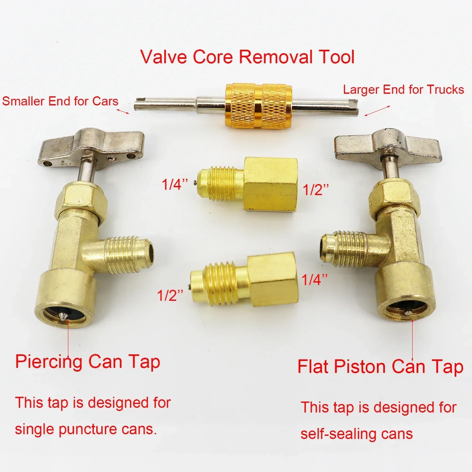 R134A refrigerant valve for filling air conditioning systems, self-sealing,tapable and puncture design, refrigerant tank adapter