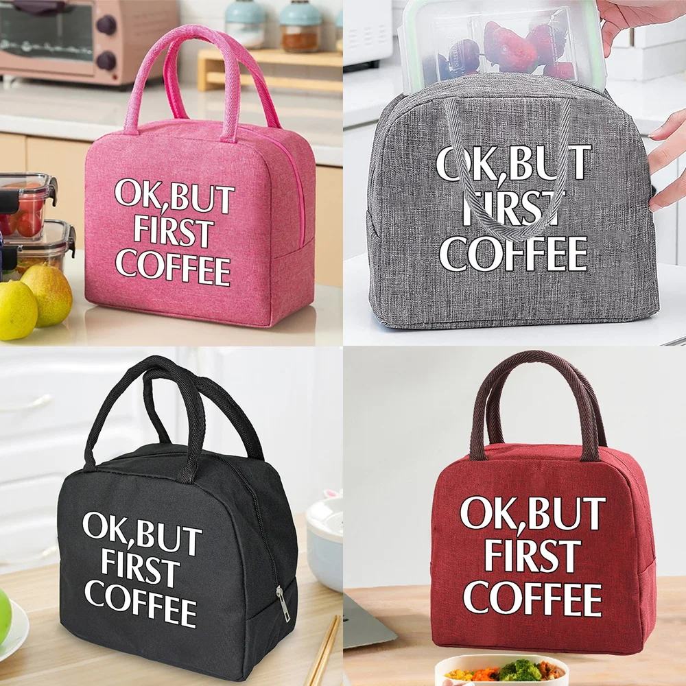 

Insulated Lunch Bag Handbags Box for Women Kids School for Work Portable Thermal Picnic Bags English Printing Cooler Organizern