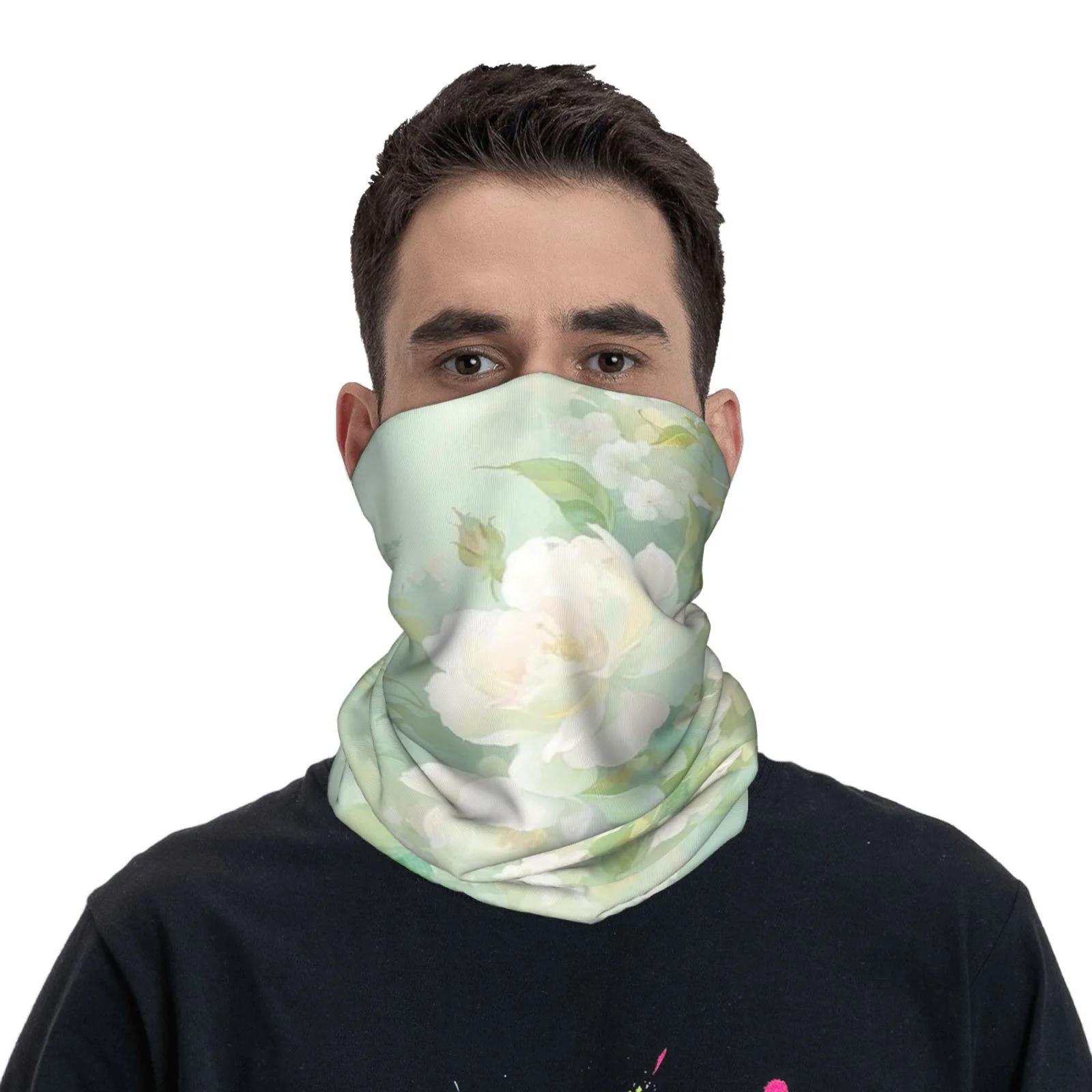 

Стильные, шикарные, изысканные, светлые, с зеленым цветочным узором, настраиваемые гетры на шею — ультра - мягкие и дышащие – повседневная одежда и уличная одежда