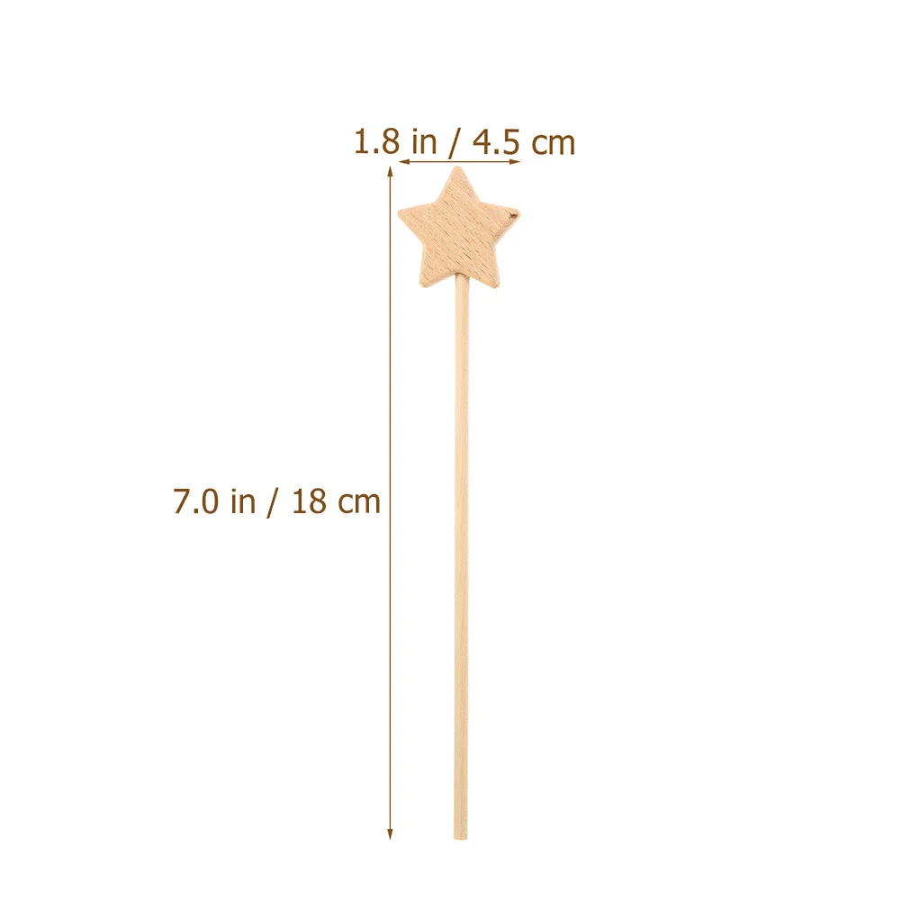 6 Pcs Fairy Wand DIY Kids Toy Star Shape Unpainted Wood Creative Sticks Unfinished Child The Gift