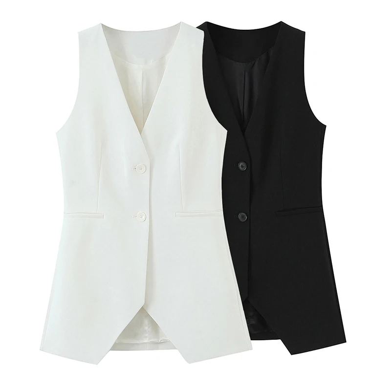 

Willshela Women Fashion Solid Single Breasted Sleeveless Jacket Vintage V-Neck Vest Female Chic Lady Waistcoats Tank Tops