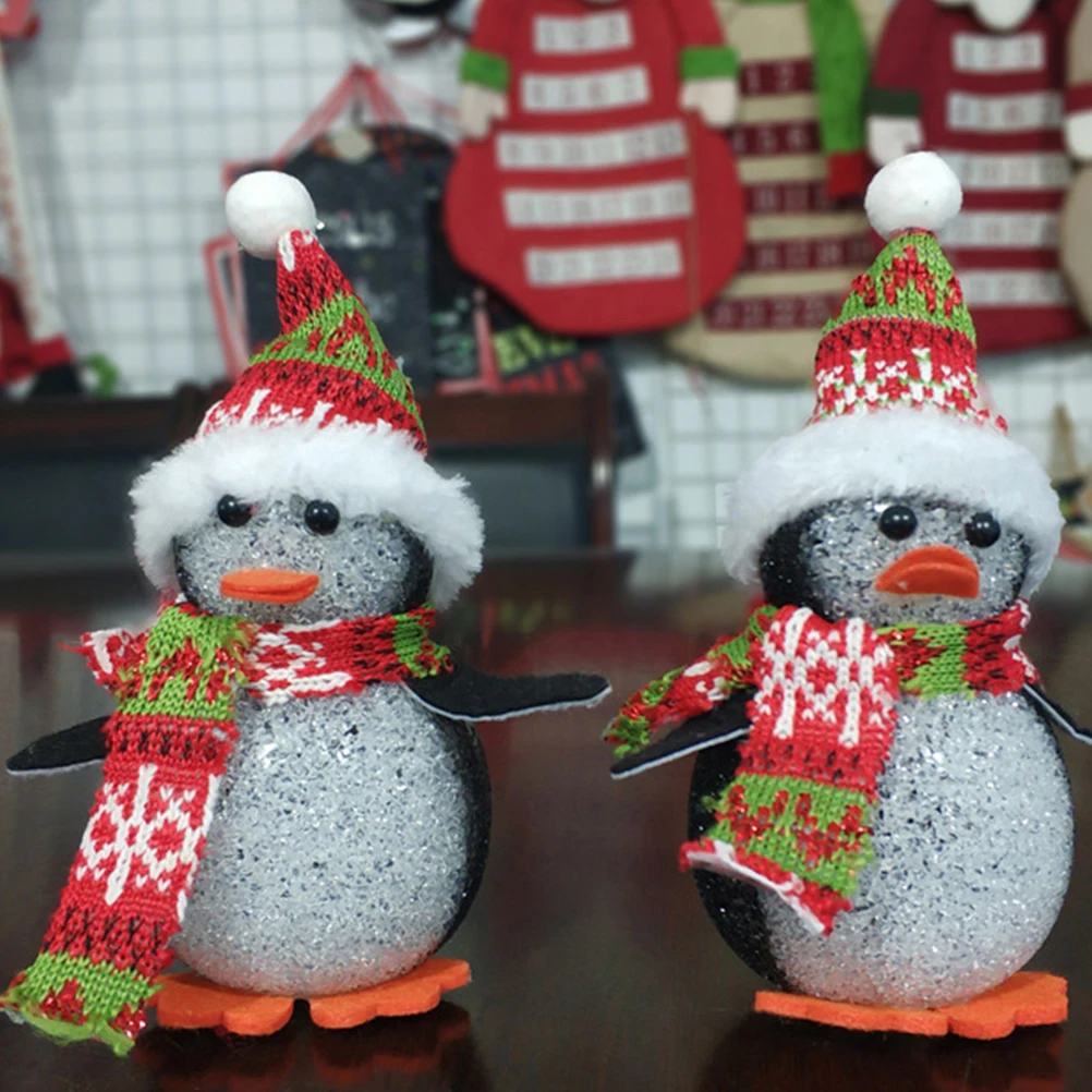 

4pcs Christmas Snowman Penguin Night Lamp LED Toy Glowing Light Bedroom Bathroom Decor Christmas Tree Gifts Soft Glow