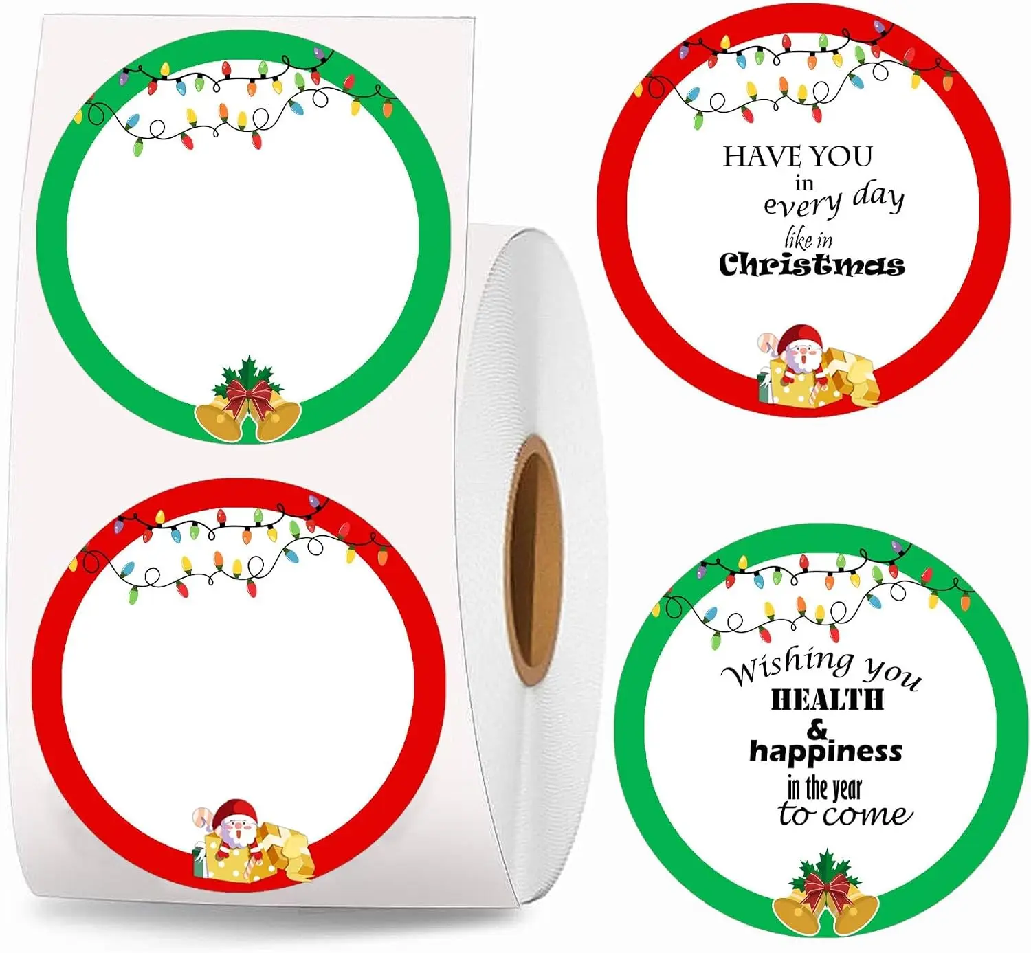 500 Pcs 2 inch Christmas Themed Direct Thermal Labels | Color Coding Dot Labels for Thermal Label Printer Holiday Ornaments Ship