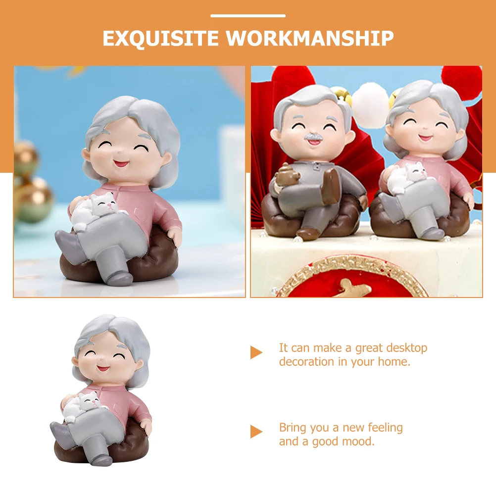 

Elderly Grandma Resin Ornament Decorative Desktop Anniversary Gift Wedding Cake Decoration Romantic Gift for Couple