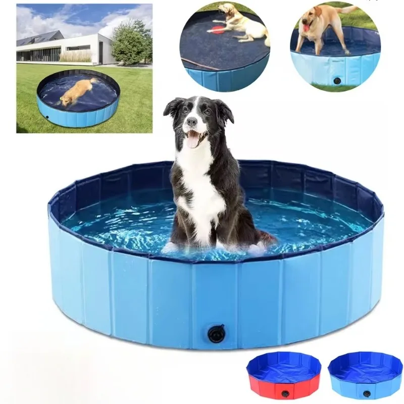

Portable Pet Pool | Foldable Dog Swimming Pool with Drain Valve | Outdoor Pet Bathing Tub for Dogs & Cats