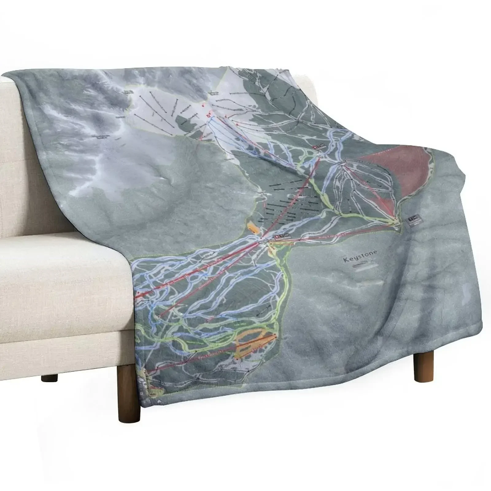 Keystone Resort Trail Map Throw Blanket Furry Retros Blankets