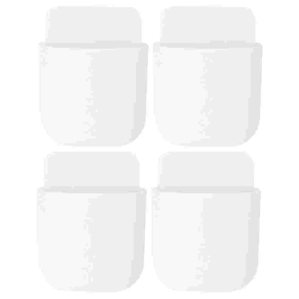 4 Pcs Remote Control Storage Box Smooth Surface Phone Holder Smartphone Bracket Wall Mounted Organizer Wall-mounted Abs Cell