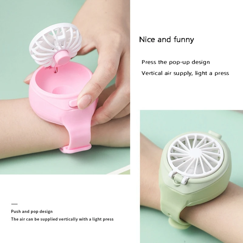 Portable Mini Mechanical Watch Fan Handheld Ultra-Quiet Third Gear Speed Air Cooler USB Folding Pocket Fan