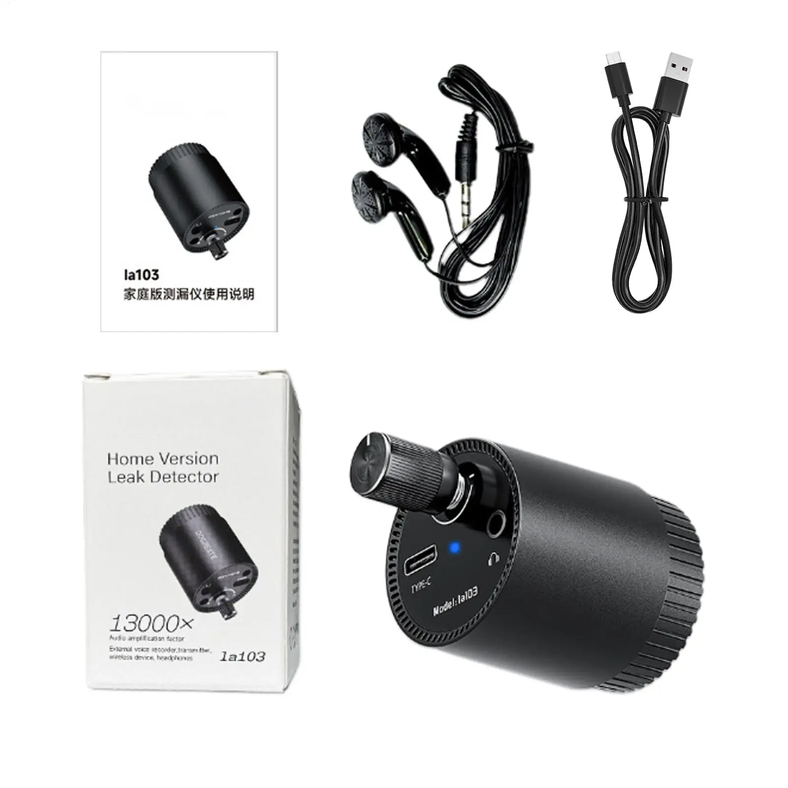 Pipe Leak Detector Portable Water Leak Sensor Drip Monitor Device 0-60db Sensitivity Wall Pipe Leak Listen Detector For Pipe