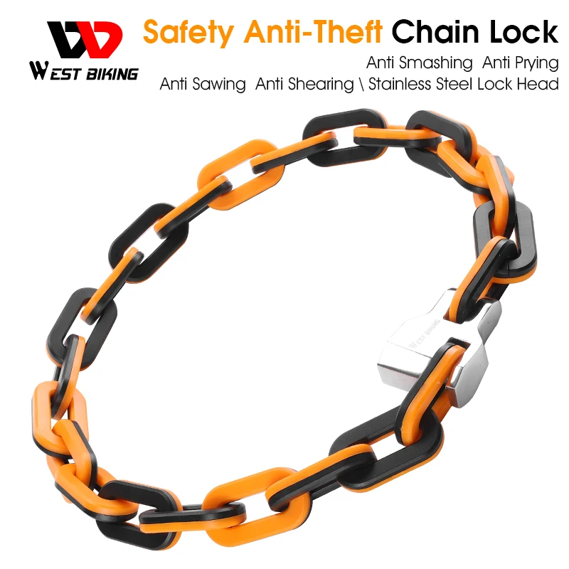 WEST BIKING High Security Bike Chain Lock Waterproof Electric Scooter Motorcycle  Anti Theft Colorful  Ebike Accessories