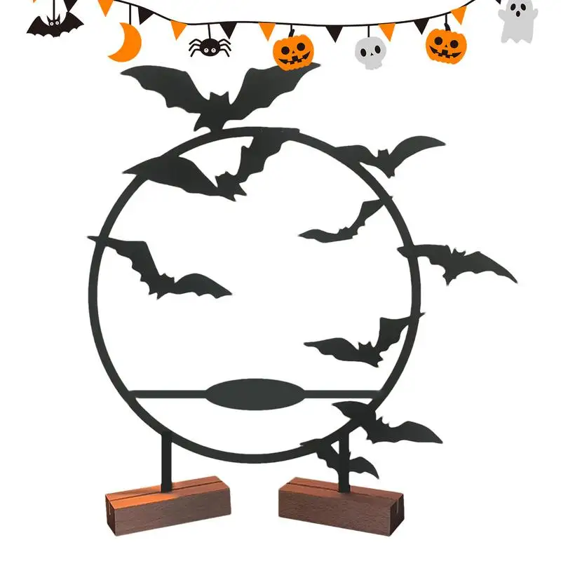 Halloween Candlestick Holder Halloween Statue Candlestick Bat Wall Decor Creative Candle Stand Round Shape Gothic table Decor