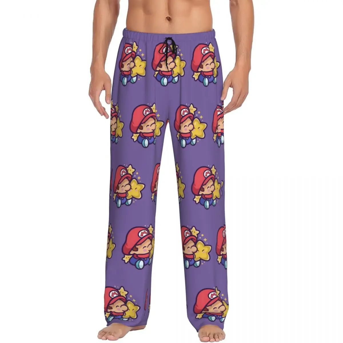 

Custom M-Marioed Pajama Pants Men's Video Game Sleepwear Lounge Sleep Bottoms Stretch with Pockets