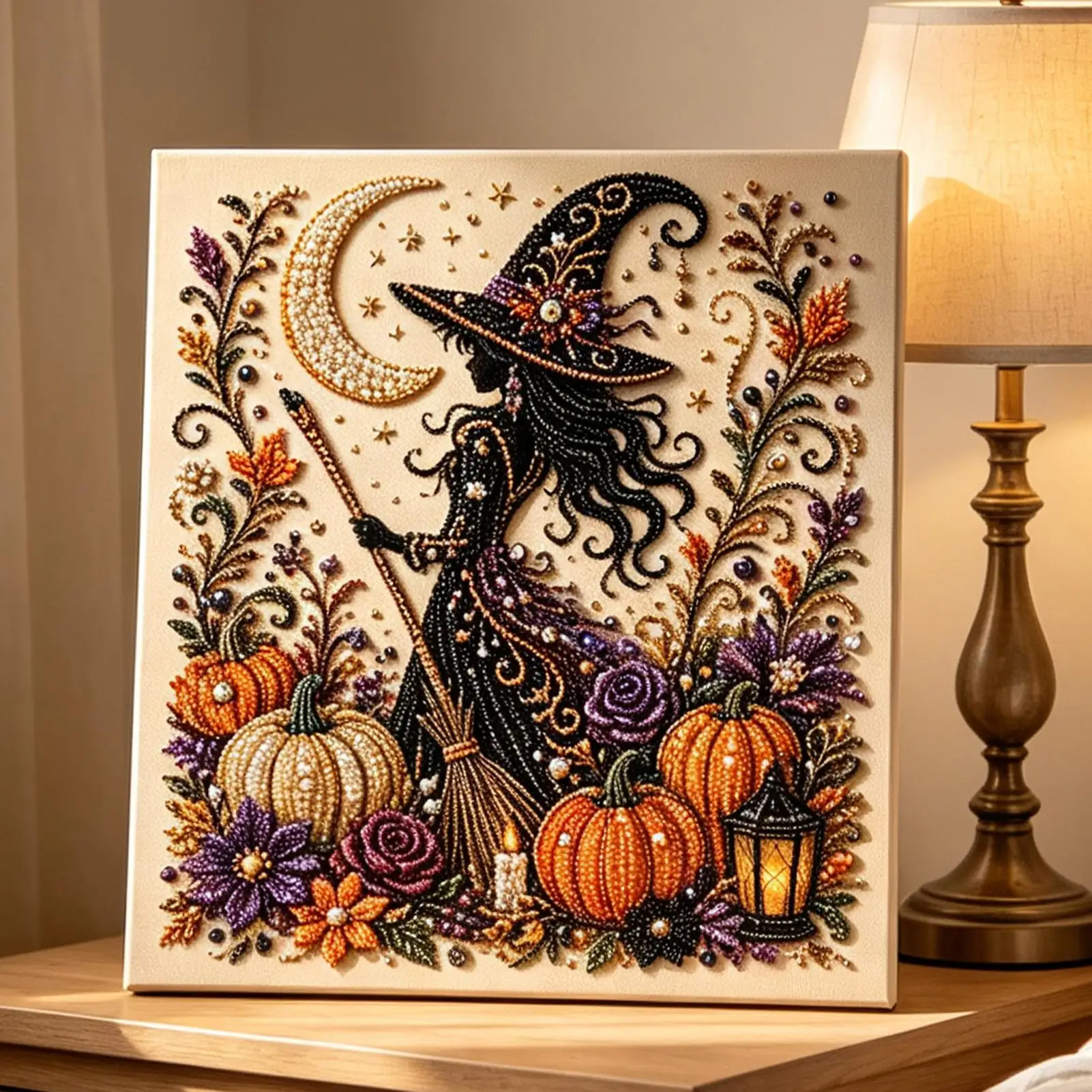 Halloween DIY Pearl painting Art Kit Spooky Ghost Halloween Wall Art Crafts DIY Floating Ghosts Lanterns Pearl Beading set