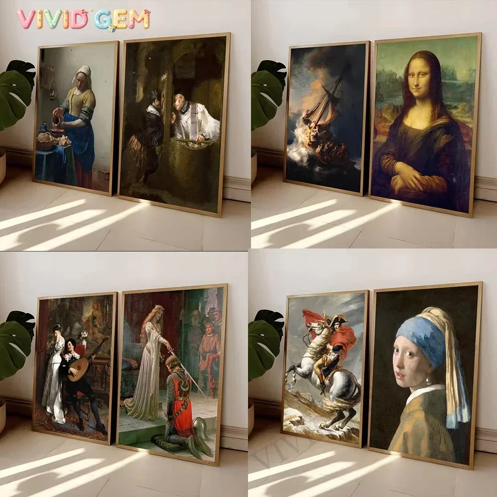 Portrait Canvas Print Mona Lisa Napoleon Crossing The Alps Famous Painting Poster Wall Art for Living Room Home Decor