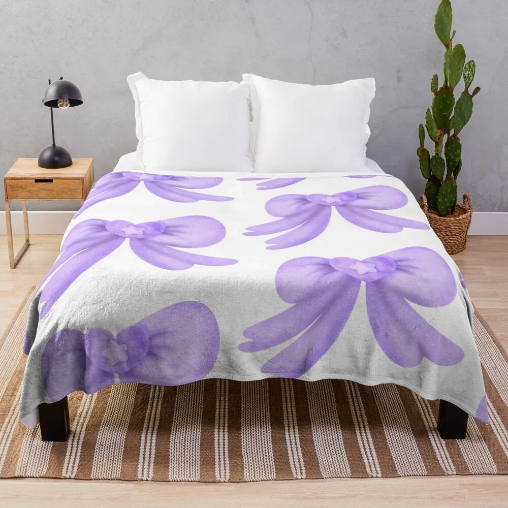 

Purple bow ribbon Throw Blanket Heavy Retros Blankets