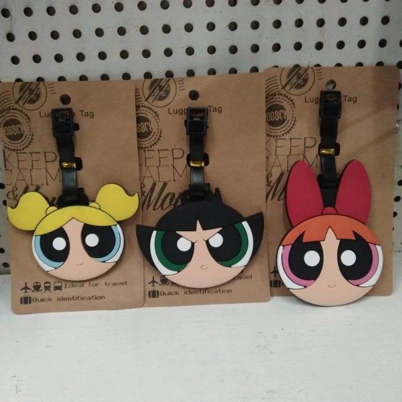 Cartoon Powerpuff Meisje Bagage Reisaccessoires Label Siliconen Bagagetas Hanger Gepersonaliseerde Diy Instapkaart Draagbare Tag