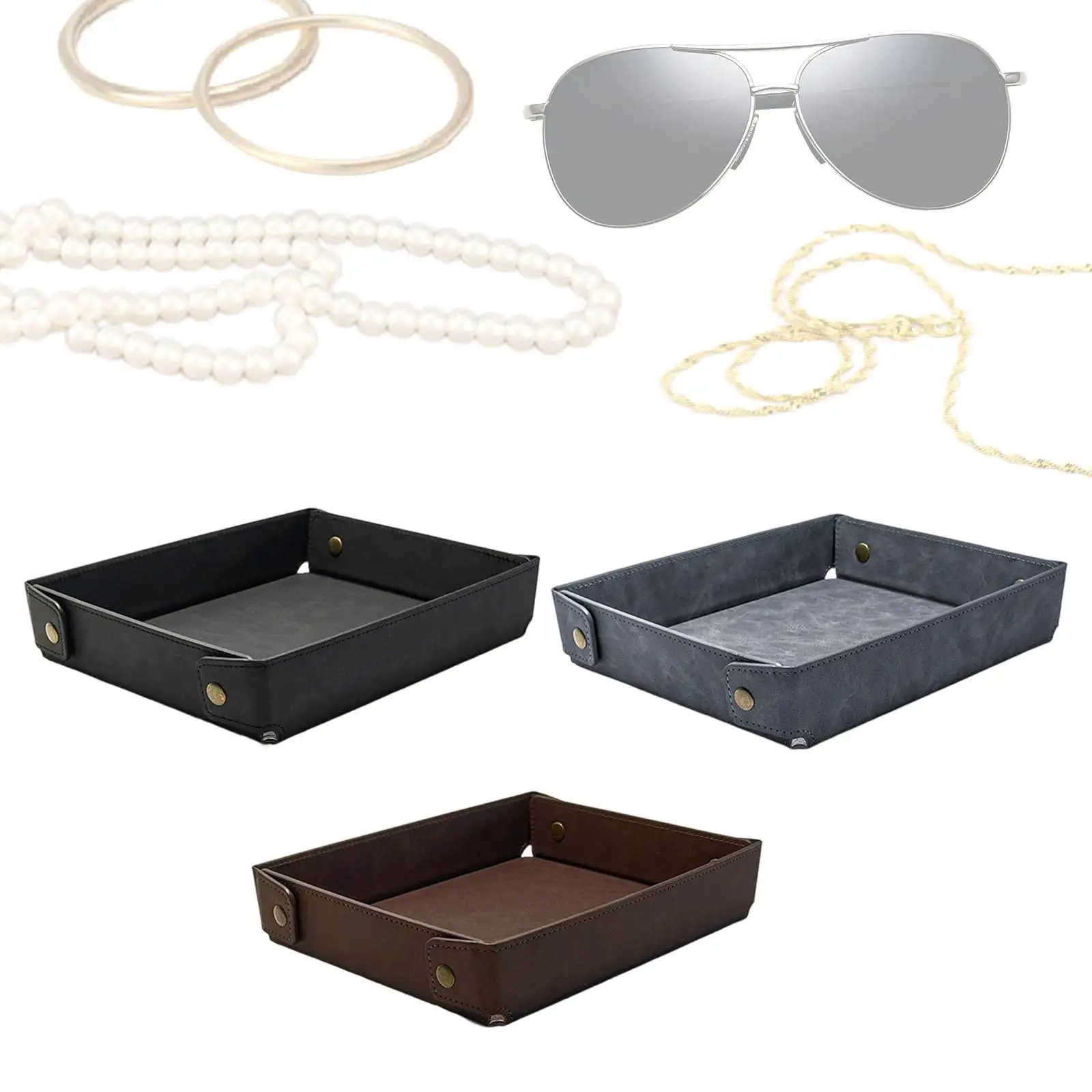 

Storage Valet Tray Foldable Leather for Facial Masks Jewelry Hair Accessory