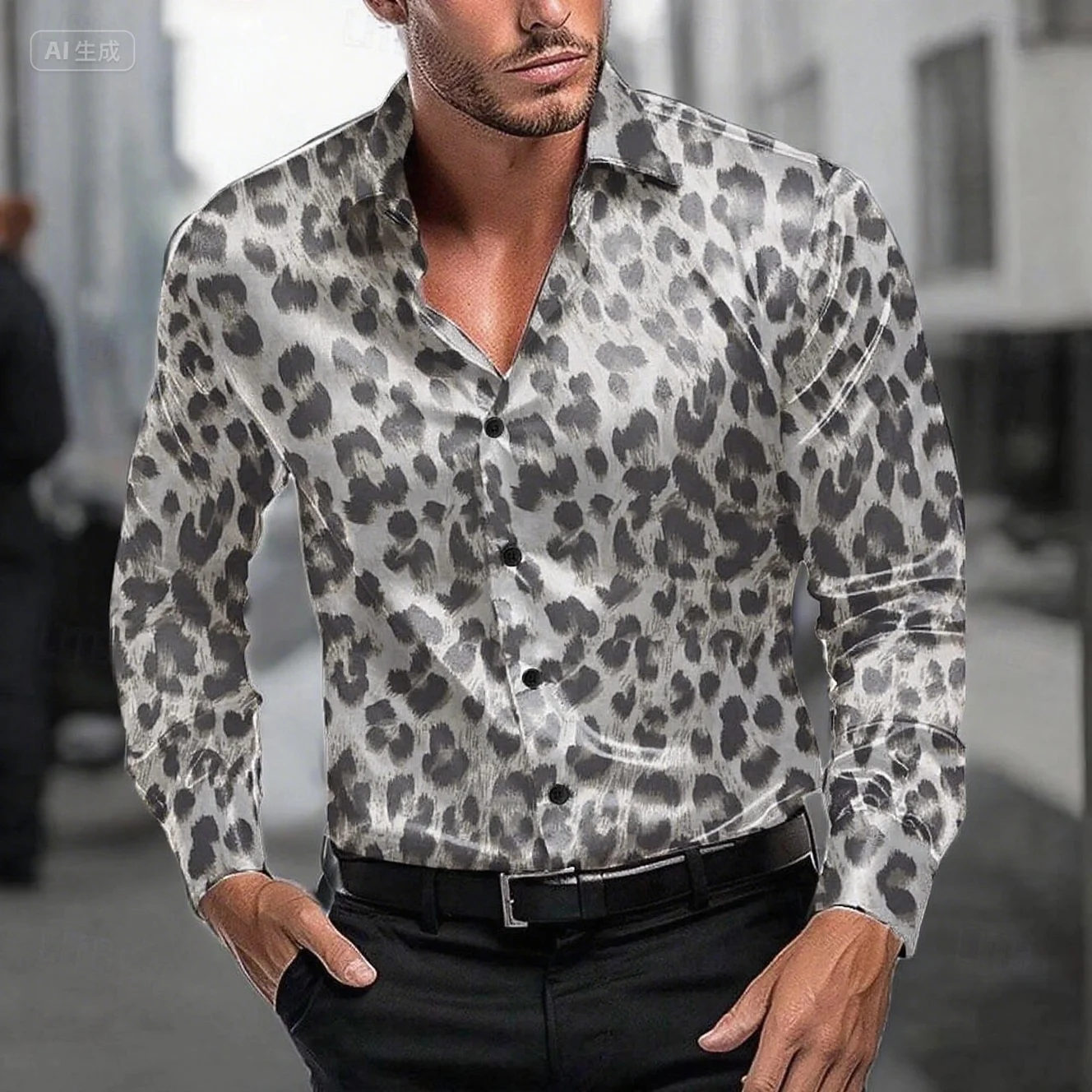 Casual  Leopard Print Men's Shirt 12 Colors Button Shirt Long Sleeve Fashion Casual Party Leisure Spring Autumn Lapel Tops