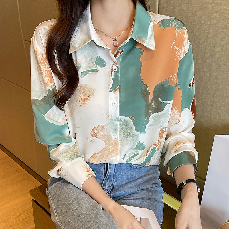 New chic ladies shirts Fashion printing women blouses 2022 Spring autumn causal Long sleeve blouses mujer blusas