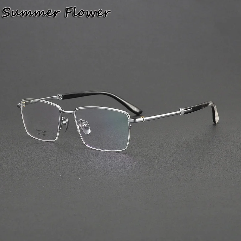 140 mm Men Eyewear Pure Titanium OX Horn Frame High End Glasses Gentlemen Light Weight Optical Eyewear Prescription Spectacles