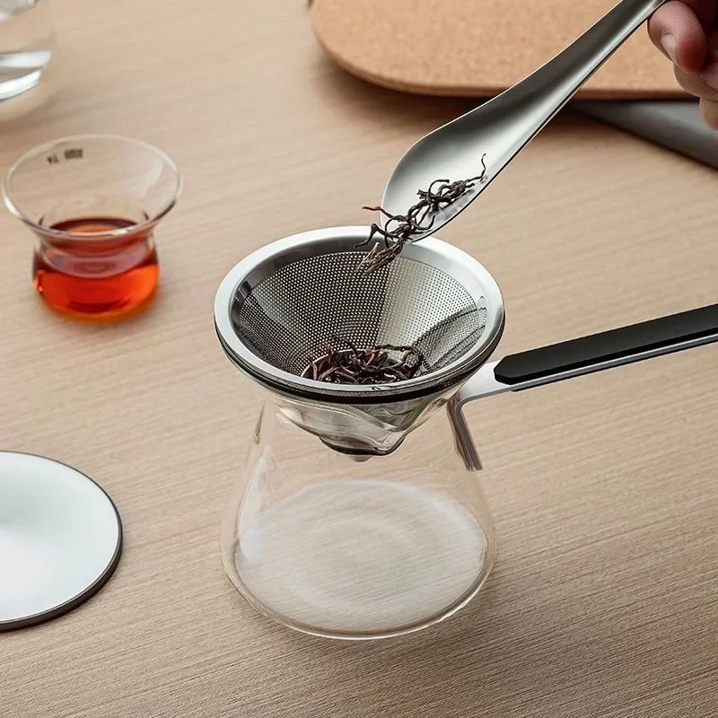 طقم شاي زجاجي مغناطيسي أنيق، فلتر من الفولاذ المقاوم للصدأ، مقبض طويل، مضاد للحرق، شاي زجاجي عالي الجودة، فصل المياه، هدية لمحبي الشاي