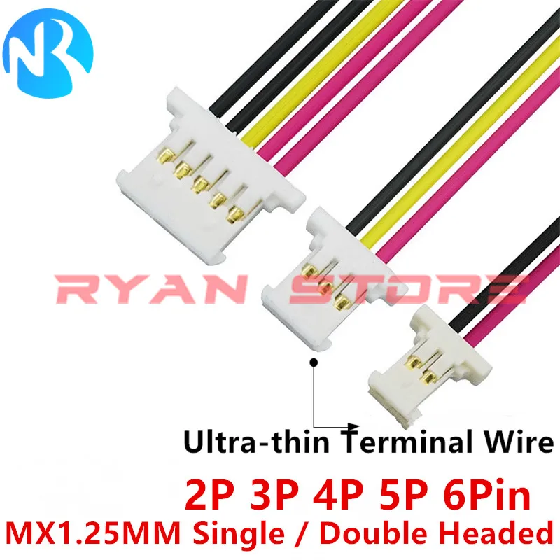 5 قطعة 1.25 مللي متر سلك طرفي رفيع للغاية 100 200 300 مللي متر سلك كابلات الموصلات 51146 LCD MX1.25 2P 3P 4P 5P 6Pin واحد/مزدوج الرأس #1