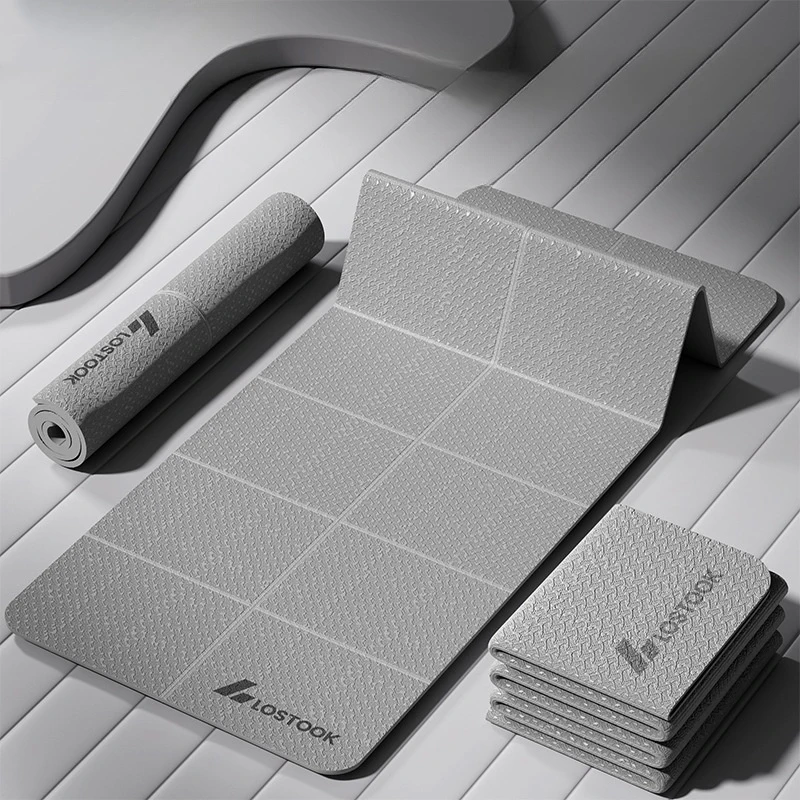 1 قطعة حصيرة اليوغا قابلة للطي صديقة للبيئة Tpe للطي السفر اللياقة البدنية ممارسة مزدوجة الوجهين عدم الانزلاق ل بيلاتيس والتدريبات الأرضية