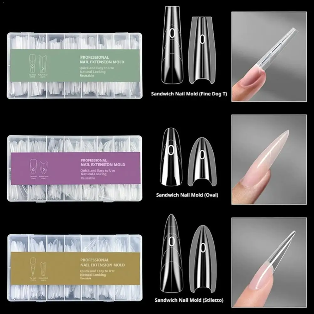 

Двойные формы для наращивания ногтей: овальные, длинные трапециевидные и длинные заостренные формы для акрилового/гелевого наращивания и нейл-арта.