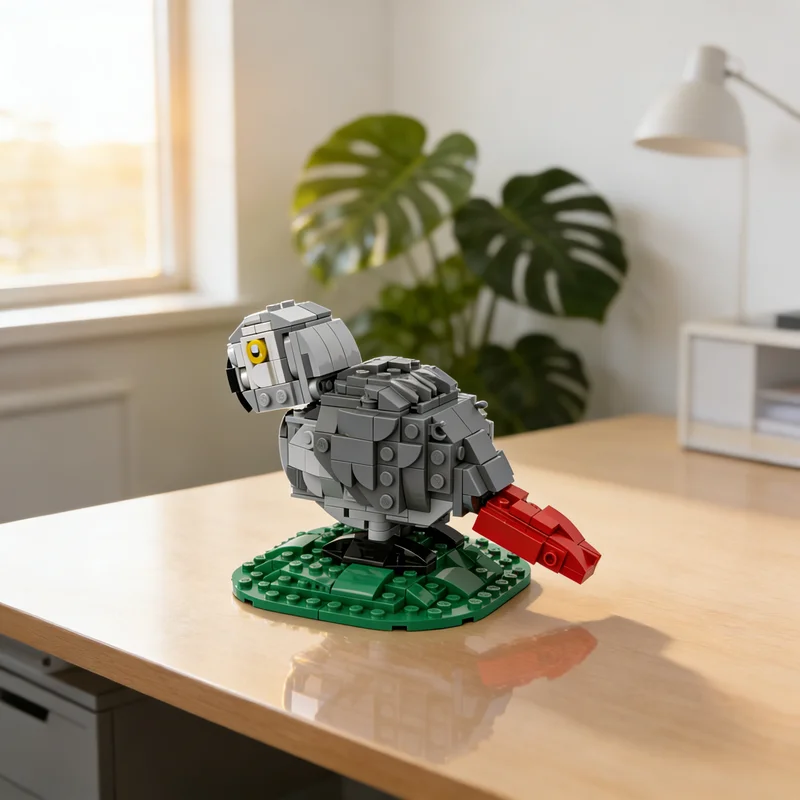 

313pcs MOC African Grey Parrot Model Building Blocks Creative DIY Gift Display Decor Assemble Premium Adult Kids Desk Home Toy