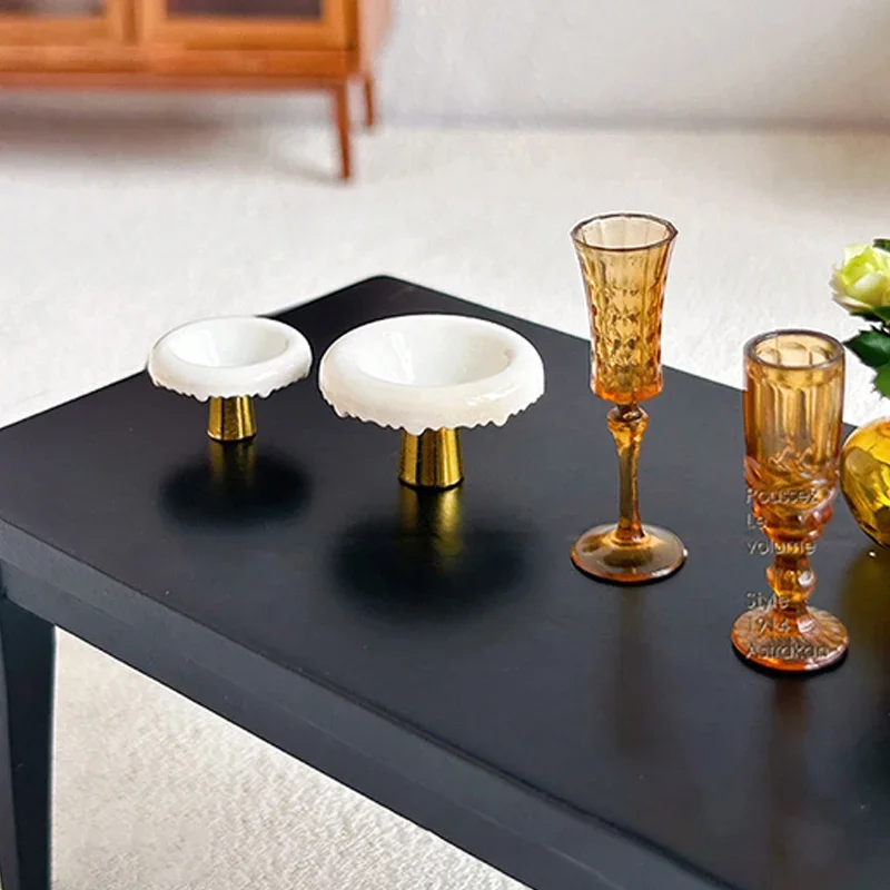 1개 어린이 역할 놀이 장난감 인형집 미니어처 하이 푸트 티 디시 디저트 팬 과일 트레이 모델 주방 액세서리