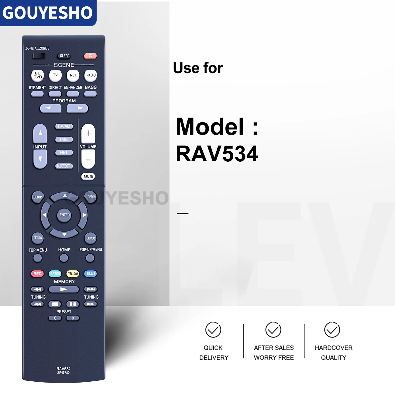 RAV534-ZP45780 Remote Control for Yamaha AV Receiver RX-V485 RX-V479 RX-V579 HTR-4068 RX-V481 RX-V581